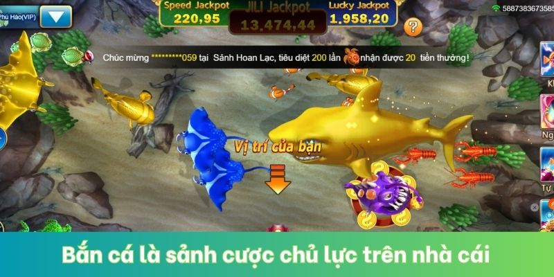 Bắn cá là sảnh cược chủ lực trên nhà cái