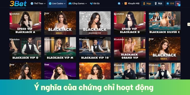 Ý nghĩa của chứng chỉ hoạt động