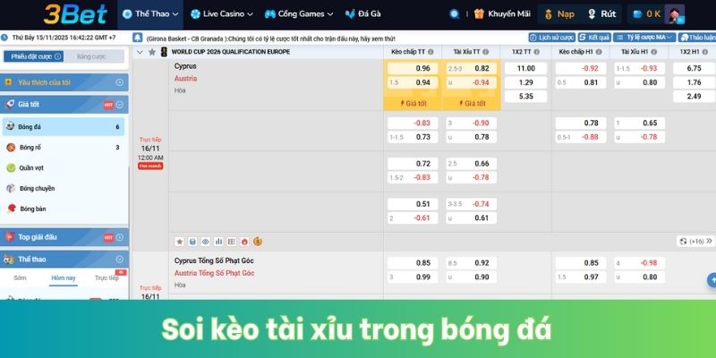 Soi kèo tài xỉu trong bóng đá