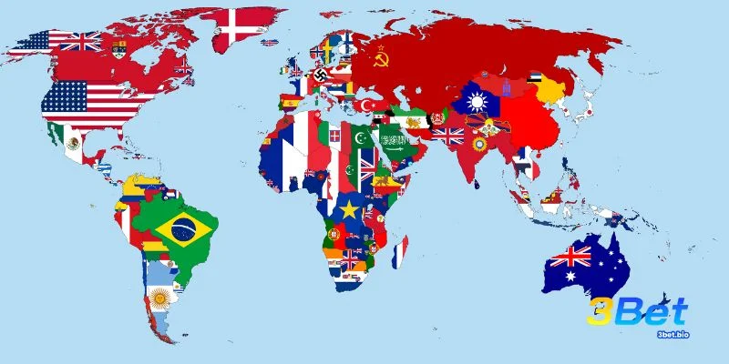Bản đồ thế giới hiển thị quốc gia cho phép cá cược 